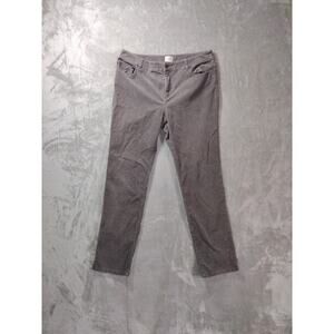 Chicos Corduroy Pants Womens Gray 1.5/12 Straight Boho Retro Casual Office